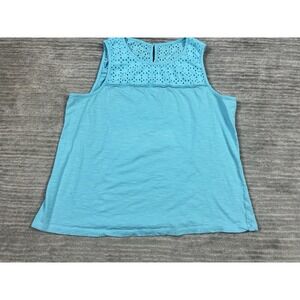 St‎ Johns Bay Top Womens XL Blue Sleeveless 100% Cotton